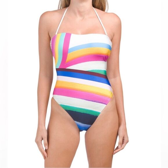 SUNSHINE 79 Womens Size 4 Rainbow Bandeau One-Piece Swimsuit - Picture 1 of 10
